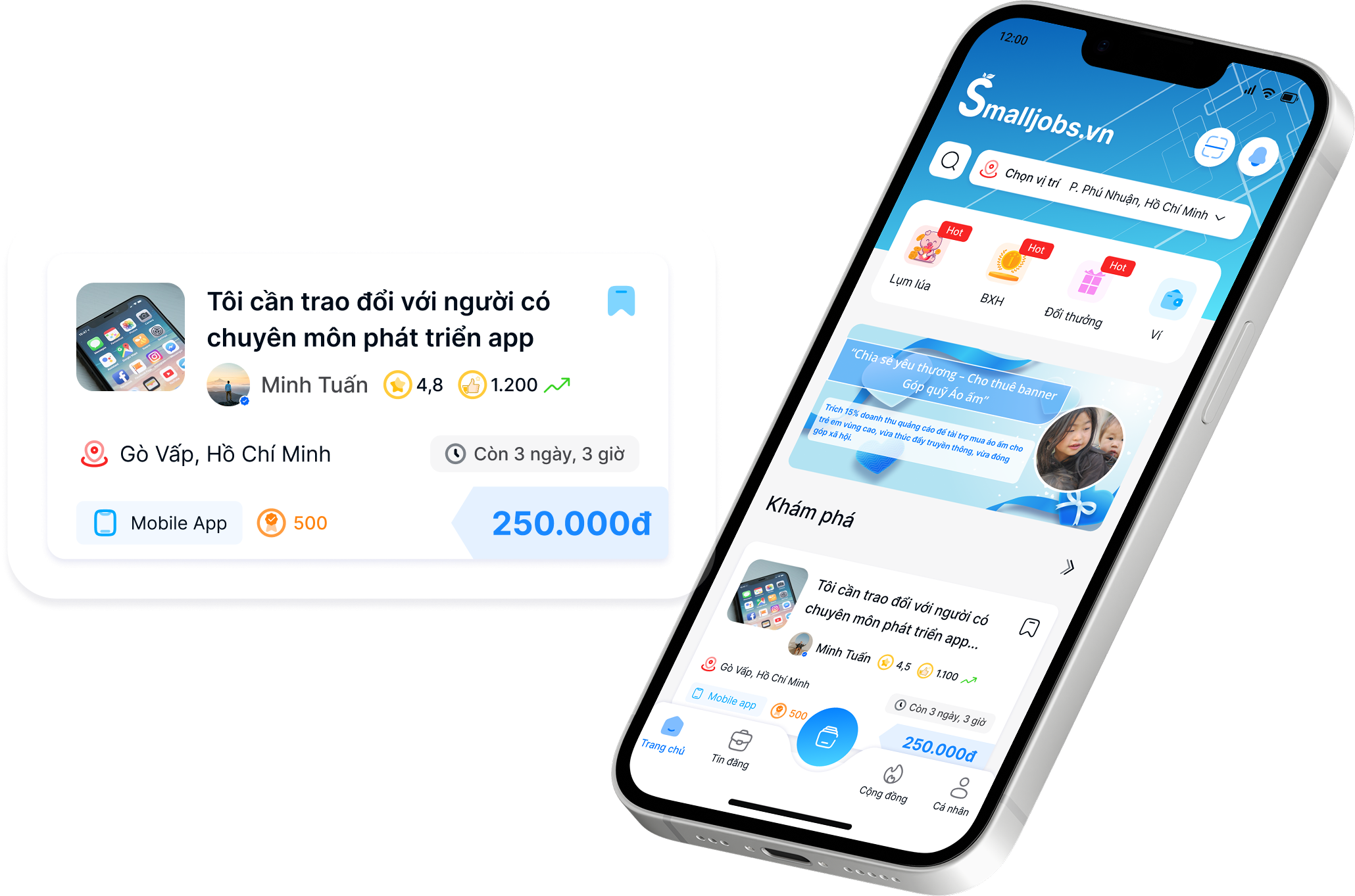 SmallJobs mobile app screens